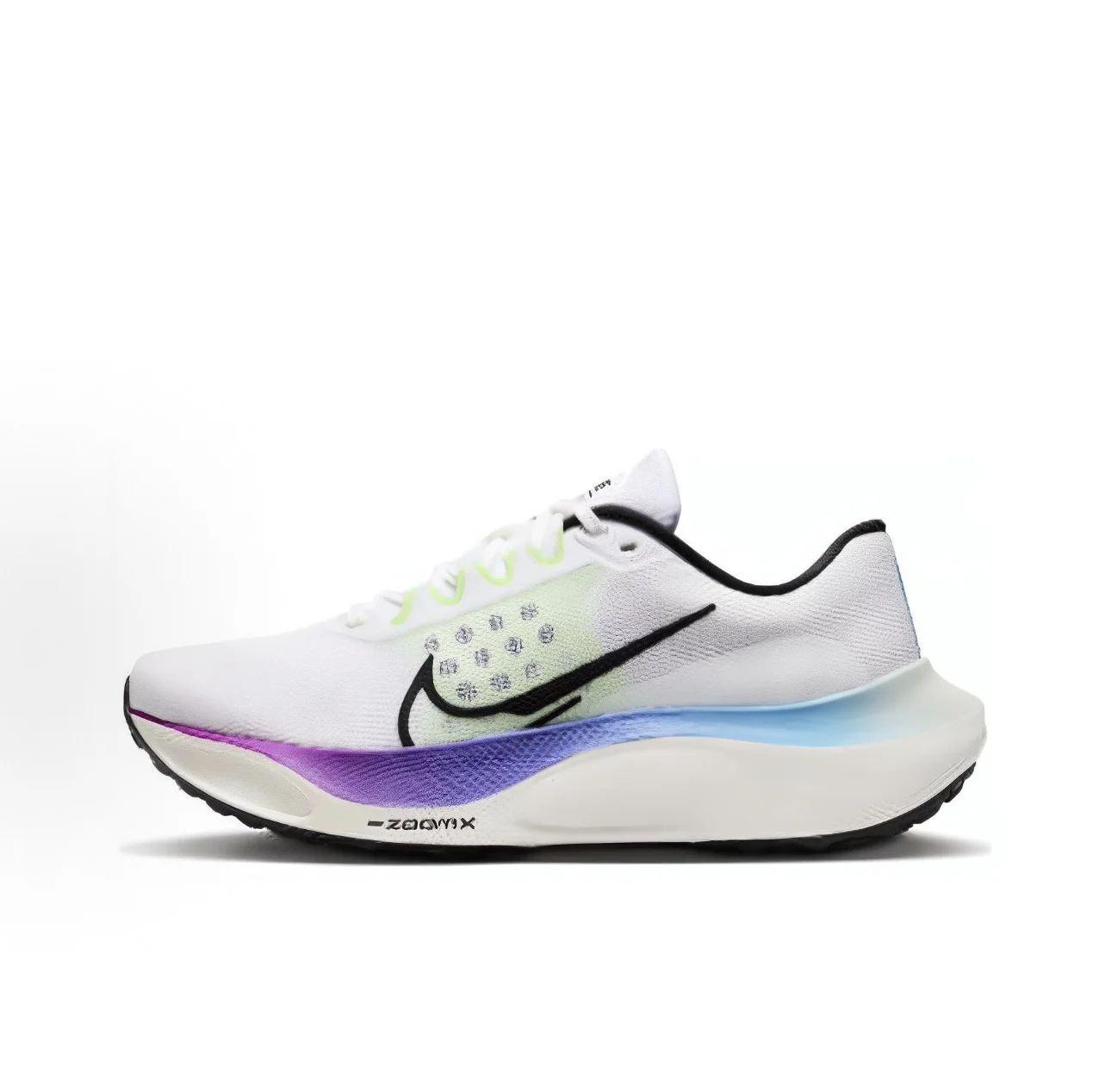 Nike Zoom Fly 5「白紫藍螢光綠漸變」配色