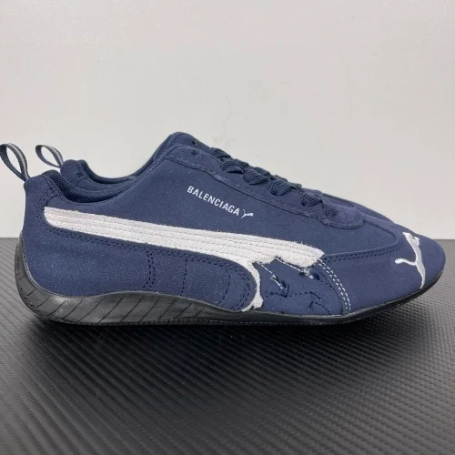 Balenciaga x Puma Speedcat Suede 'Distressed Navy White' 深藍灰