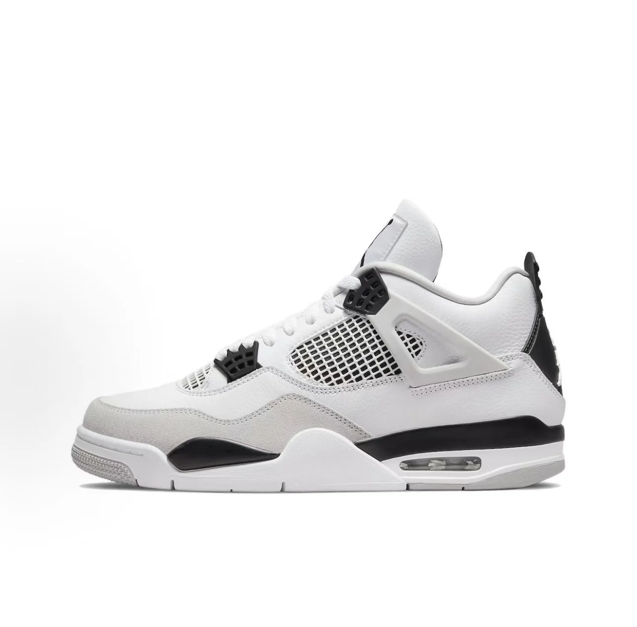 Jordan Air Jordan 4 retro military black 小白水泥 中帮 复古篮球鞋 男女同款 灰白黑「軍事黑」
