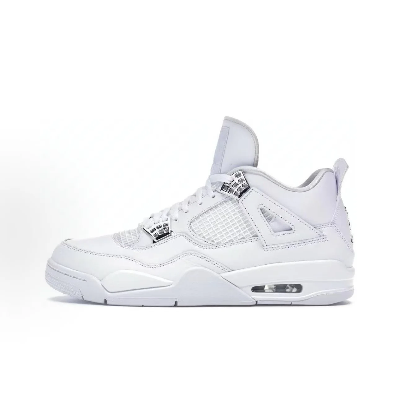 Jordan Air Jordan 4 retro pure money 银扣 中帮 复古篮球鞋「純白」